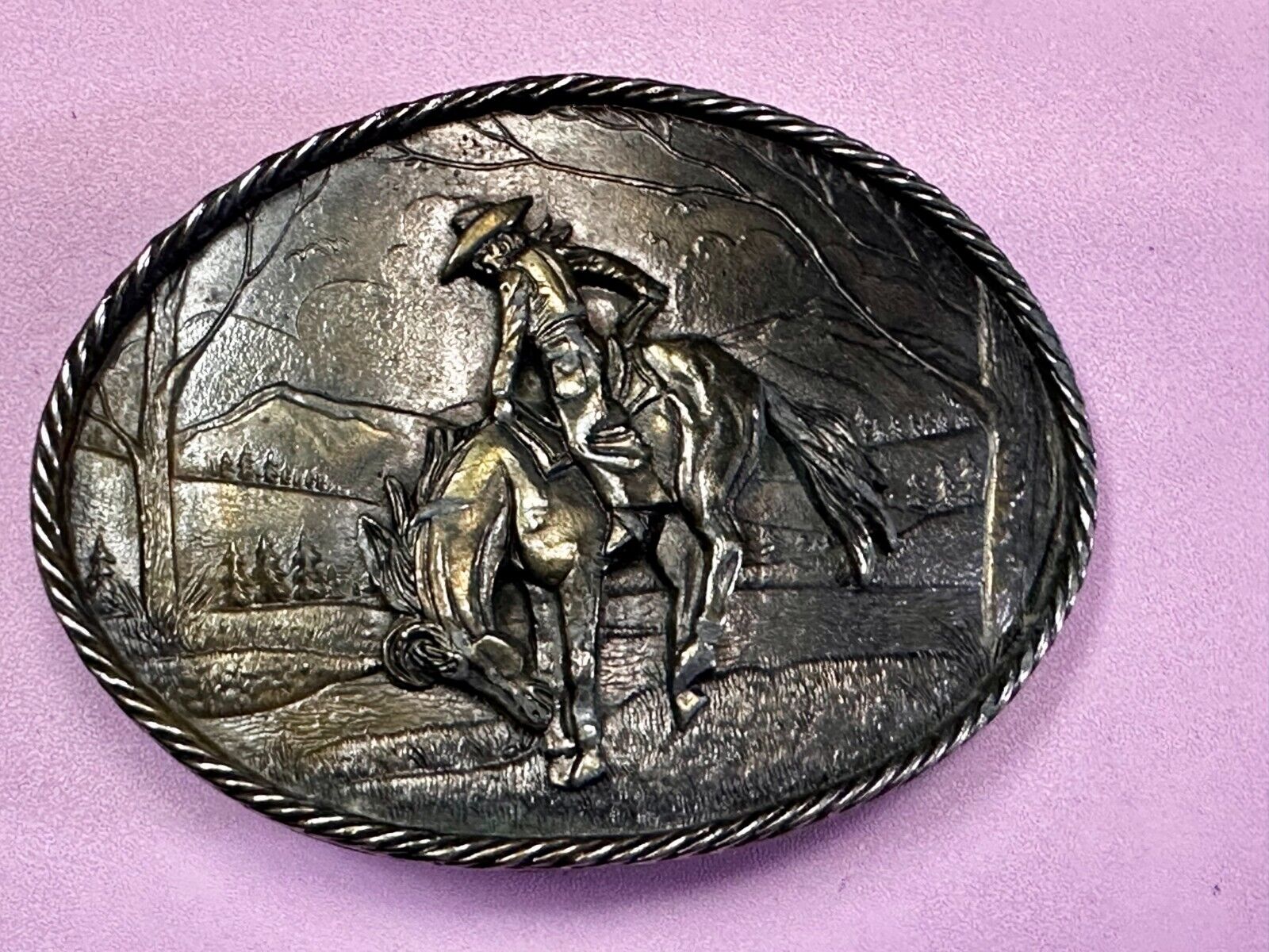 Vintage 1980's Cowboy Saddle Bronc The Great American Belt  Buckle Co