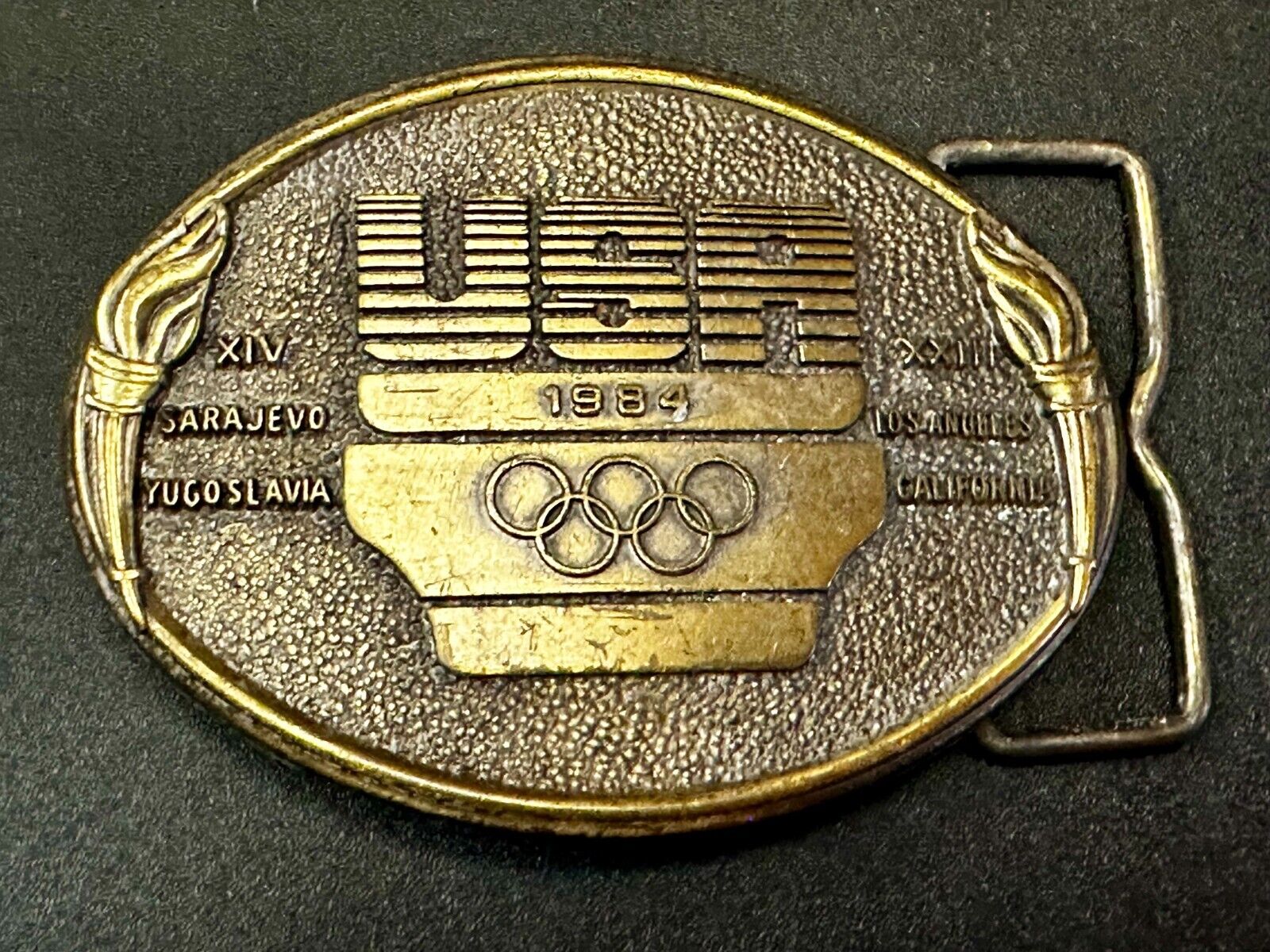 1984 USA Olympics Los Angeles California Vintage Commemorative Belt Buckle