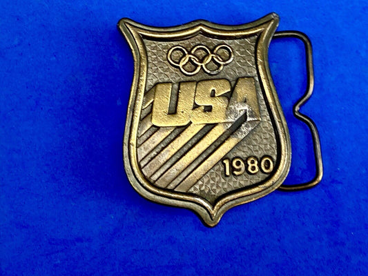 Vintage 1980 Olympics USA Sports Teams belt buckle by Bergamot 
