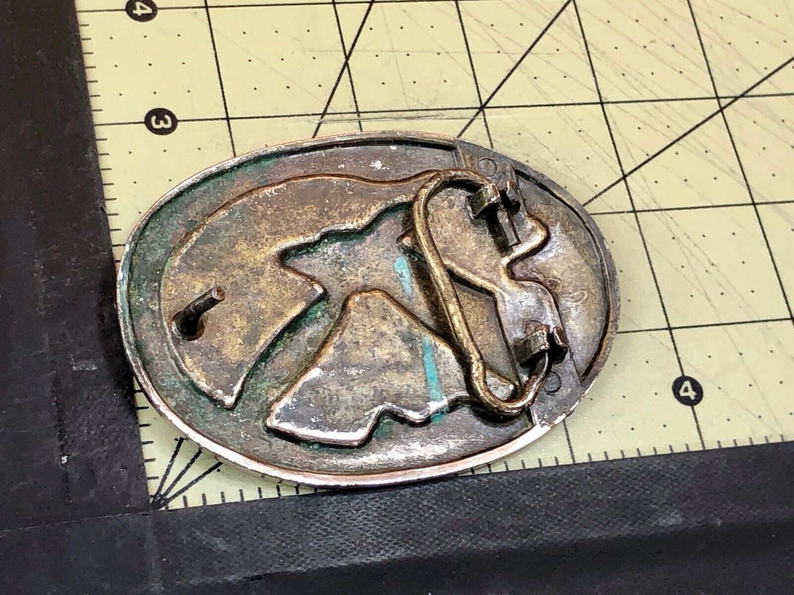 Vintage belt buckle of Flying Diving Hunting Eagle, Bird, Grouse, Stars 
