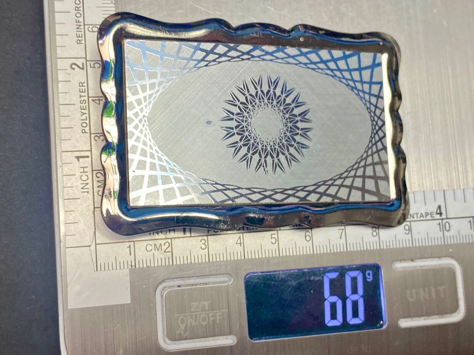 Vintage Etched Star Western Burst Pattern Fine Line Snowflake Belt Buckle 
