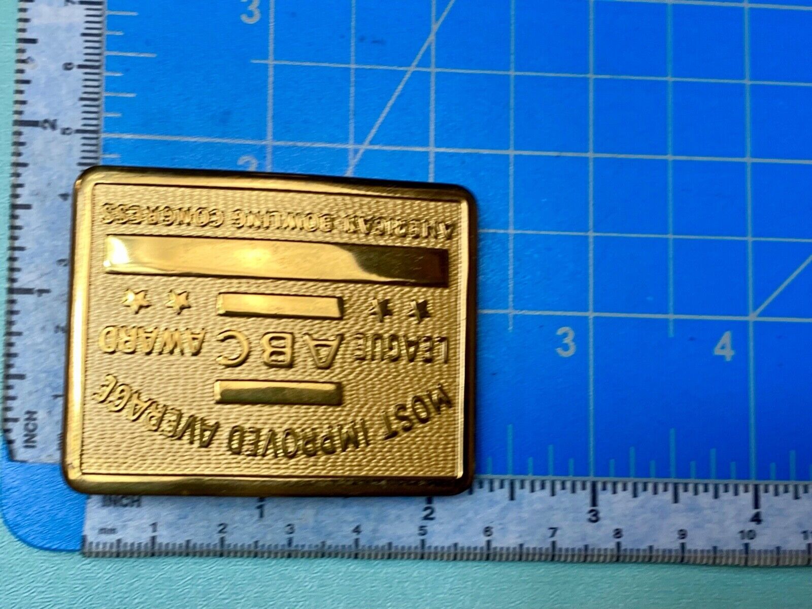 ABC Bowling League Award - NOT engraved most improved trophy NOS  belt buckle
