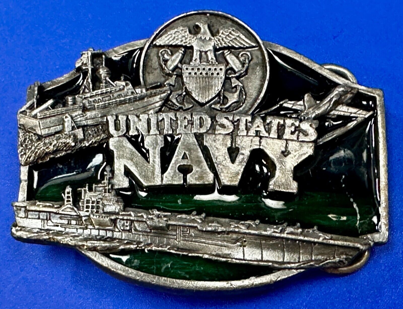 United States Navy Seal Vintage 1987 Commemorative Pewter Siskiyou Belt Buckle