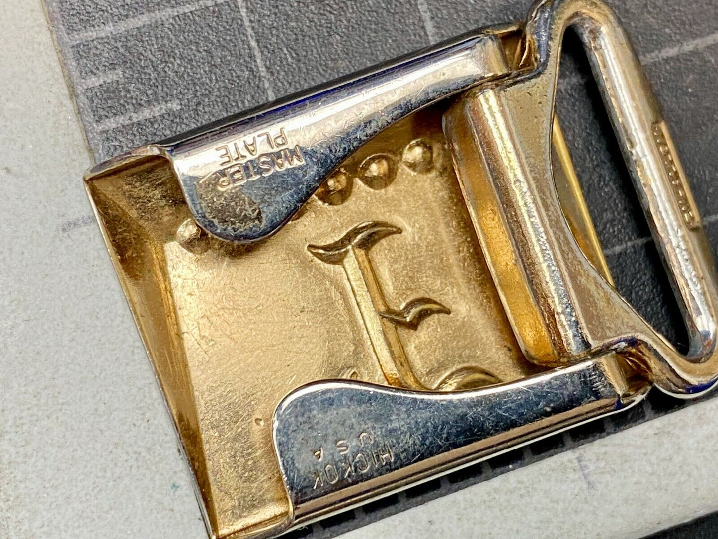 Vintage Hickok Master Plate Letter F Initial Monogram Art Deco Belt Buckle