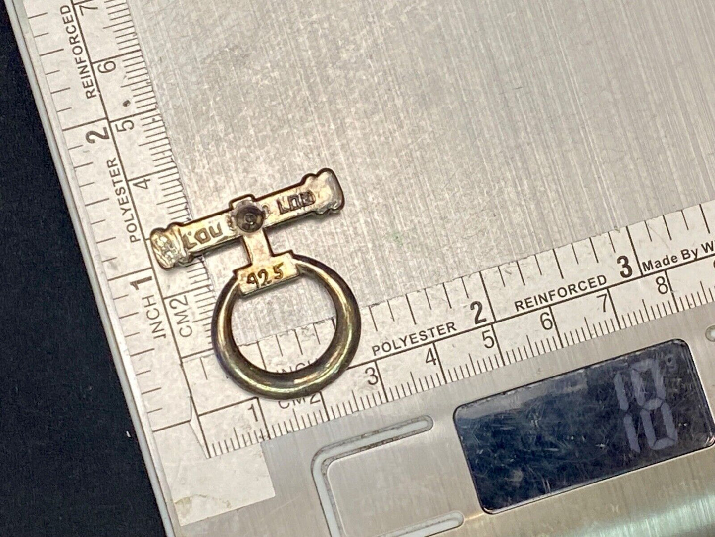 Vintage Cylinder & Round Door Knocker? Stirrup? Sterling Silver 925 Brooch