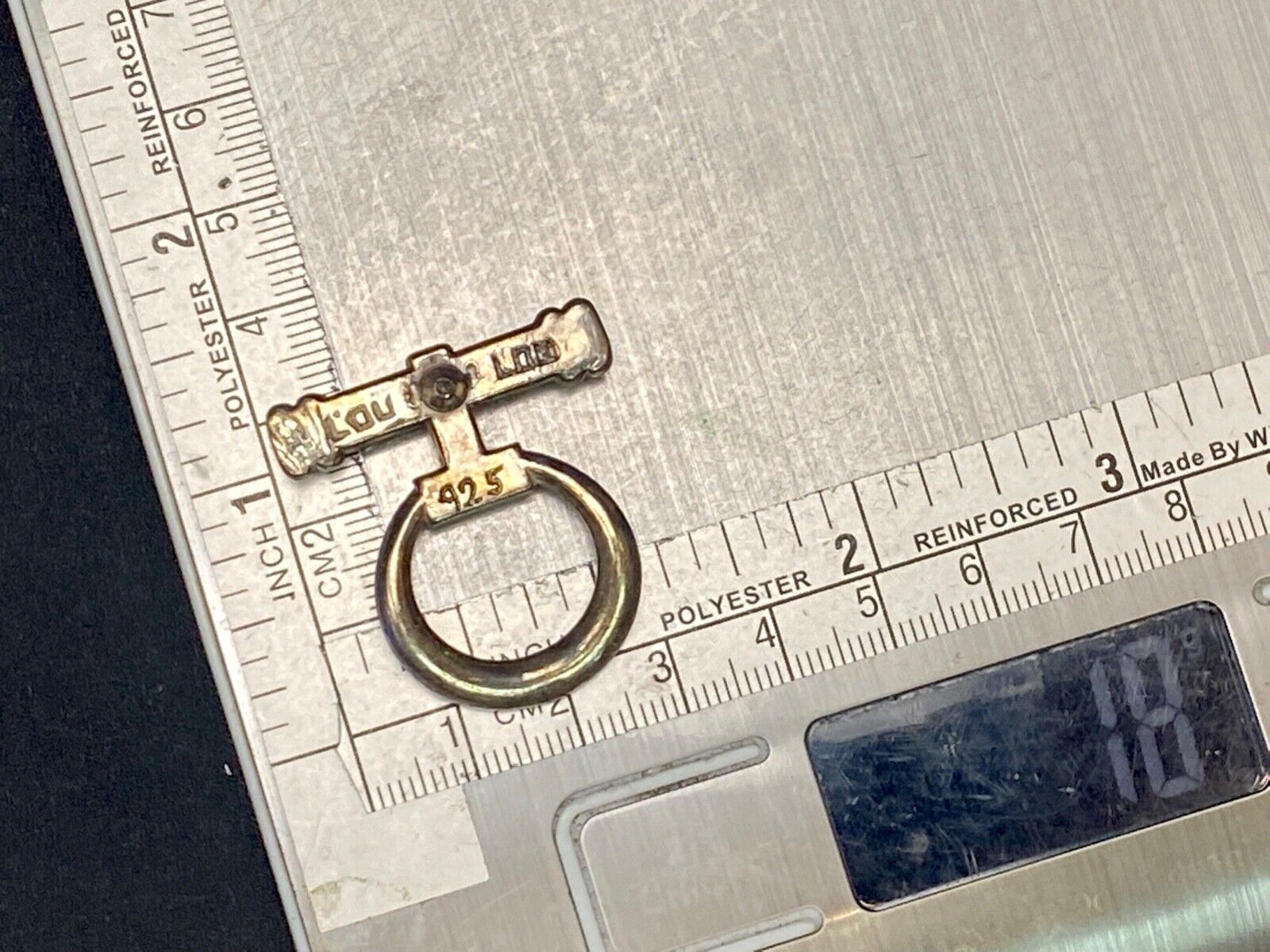 Vintage Cylinder & Round Door Knocker? Stirrup? Sterling Silver 925 Brooch