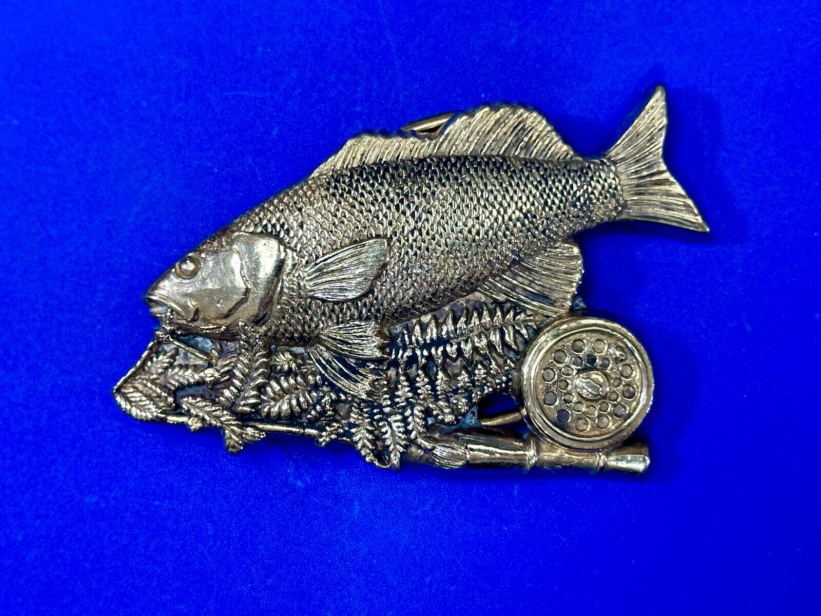 Trout Fishing Cutout sports fish vintage Baron Buckles solid brass belt buckle