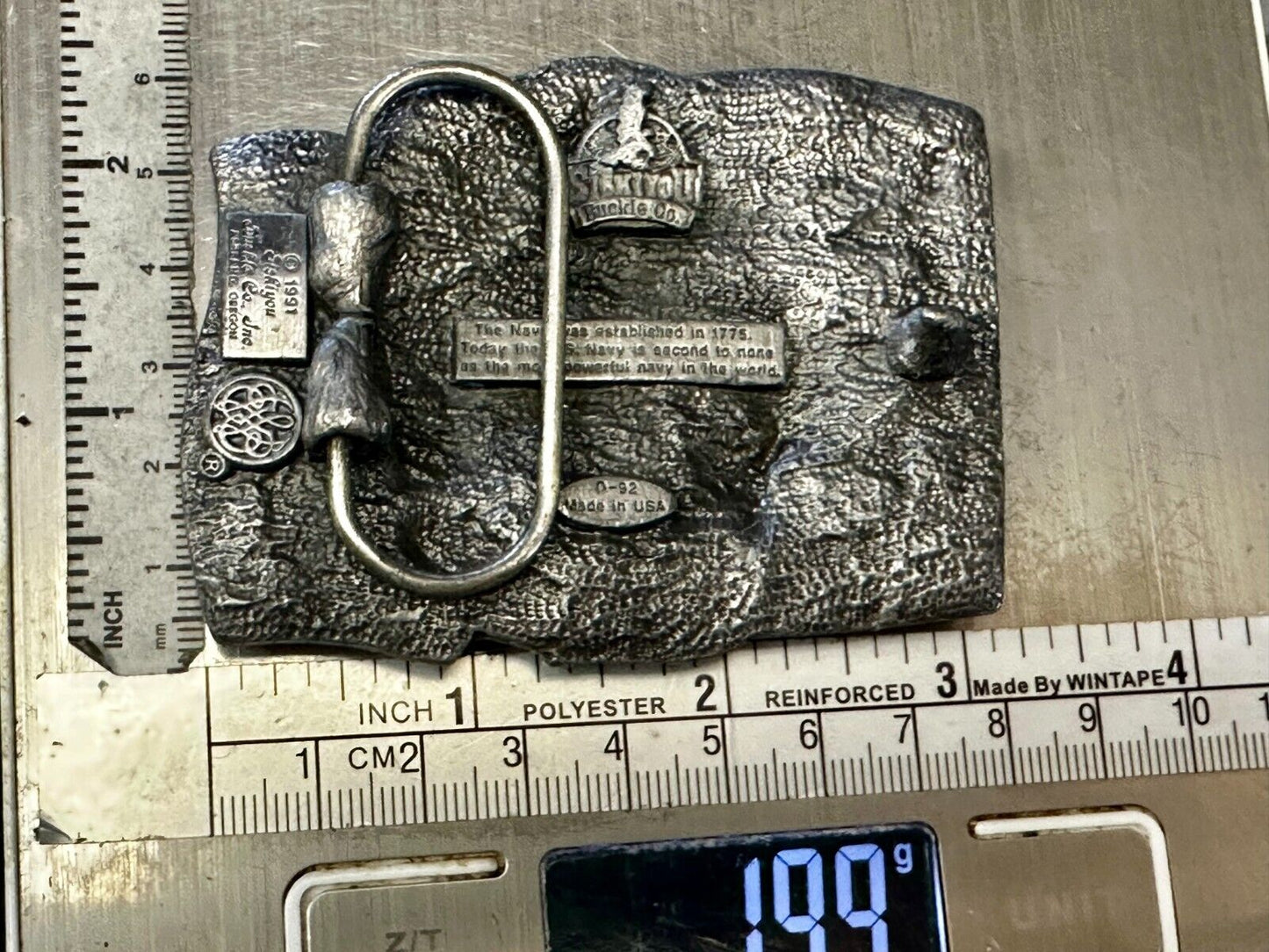 United States Navy Patriotic Flag Eagle Naval Seal Vtg 1991 Belt Buckle Siskiyou