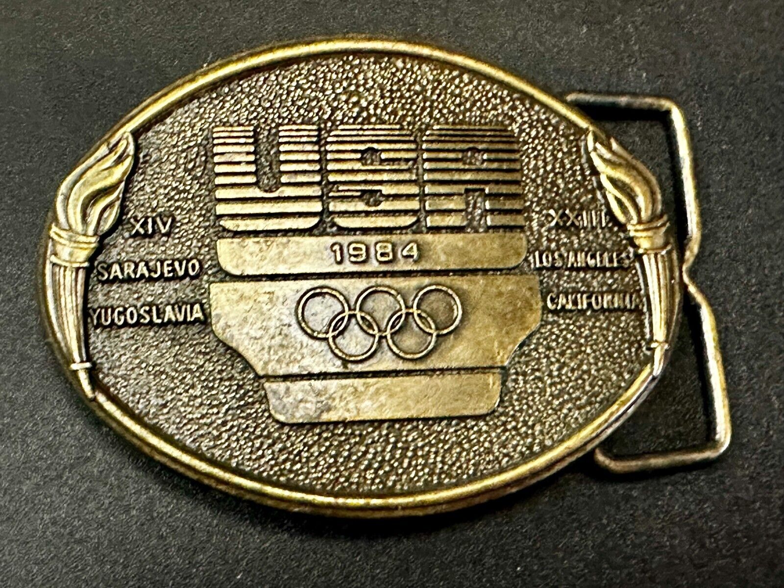 1984 USA Olympics Los Angeles California Vintage Commemorative Belt Buckle