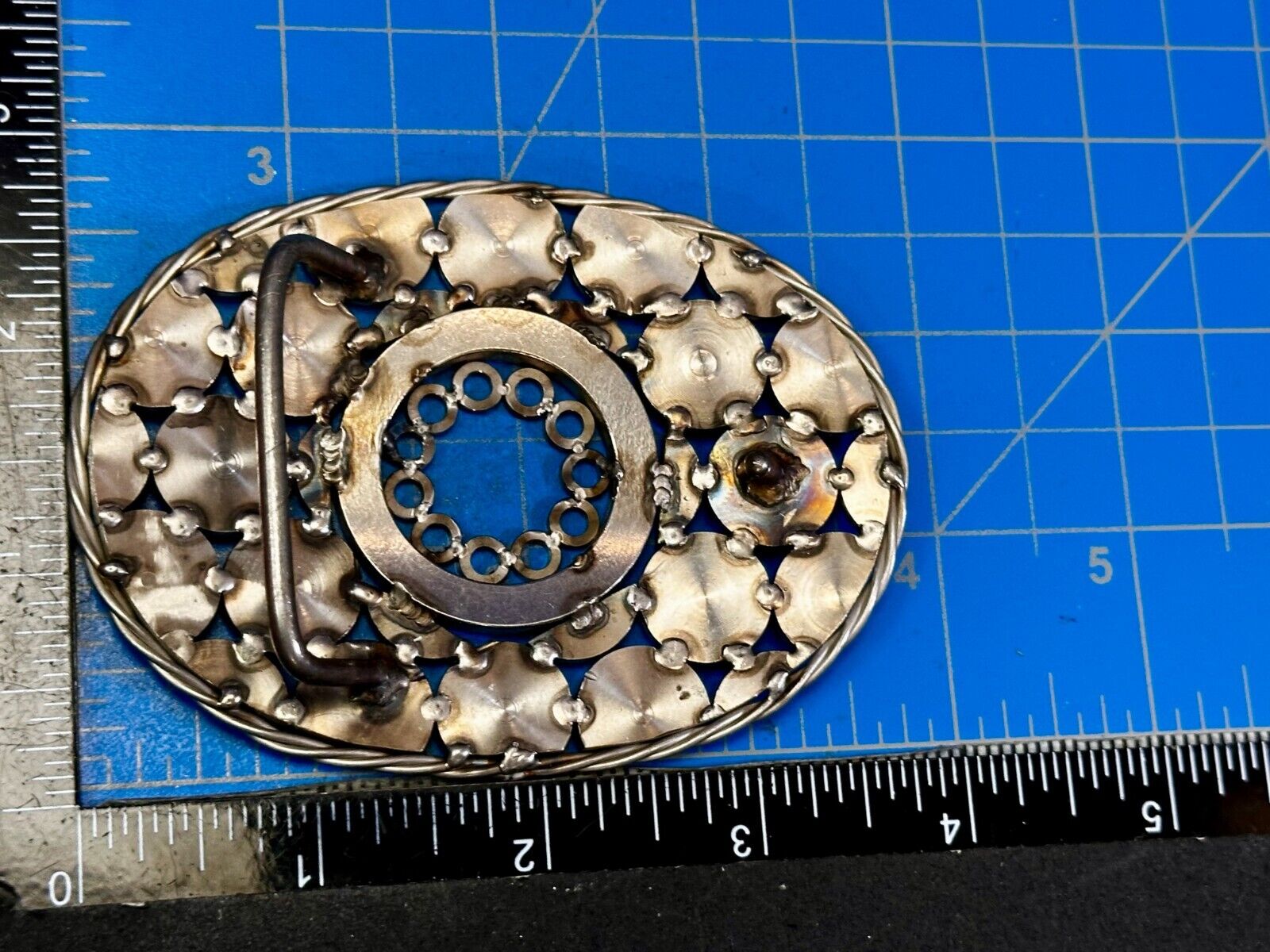 Unique Welder Machine Shop Folk Industrial Art Quality Artisan Oval Belt Buckle