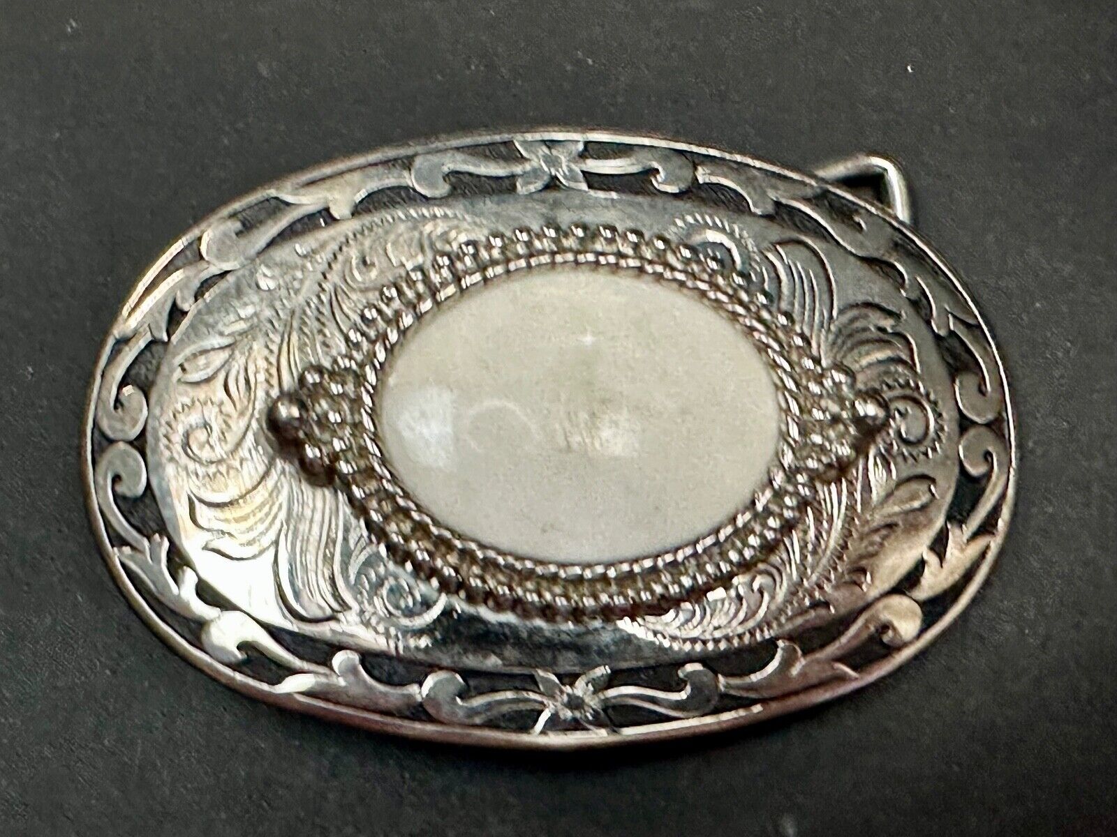 30 by 40mm SCOLECITE Cabochon Cab Stone Centerpiece on Western Belt Buckle
