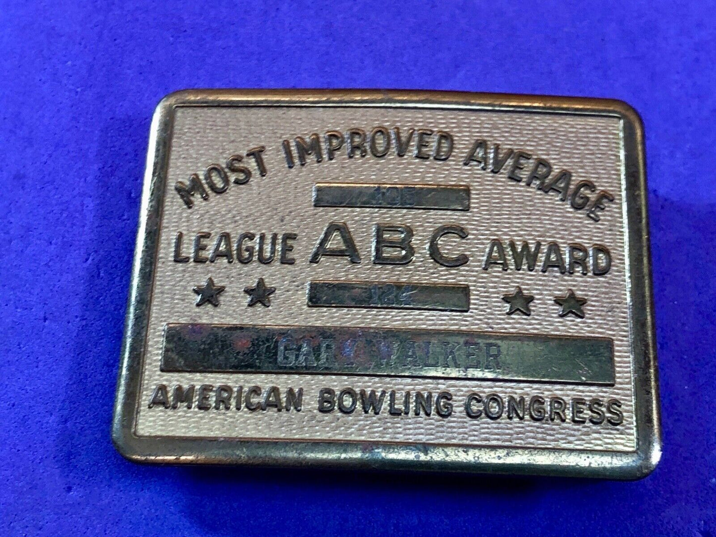 ABC Most Improved Average ABC Award Belt Buckle vintage old Bowl Bowling ball 