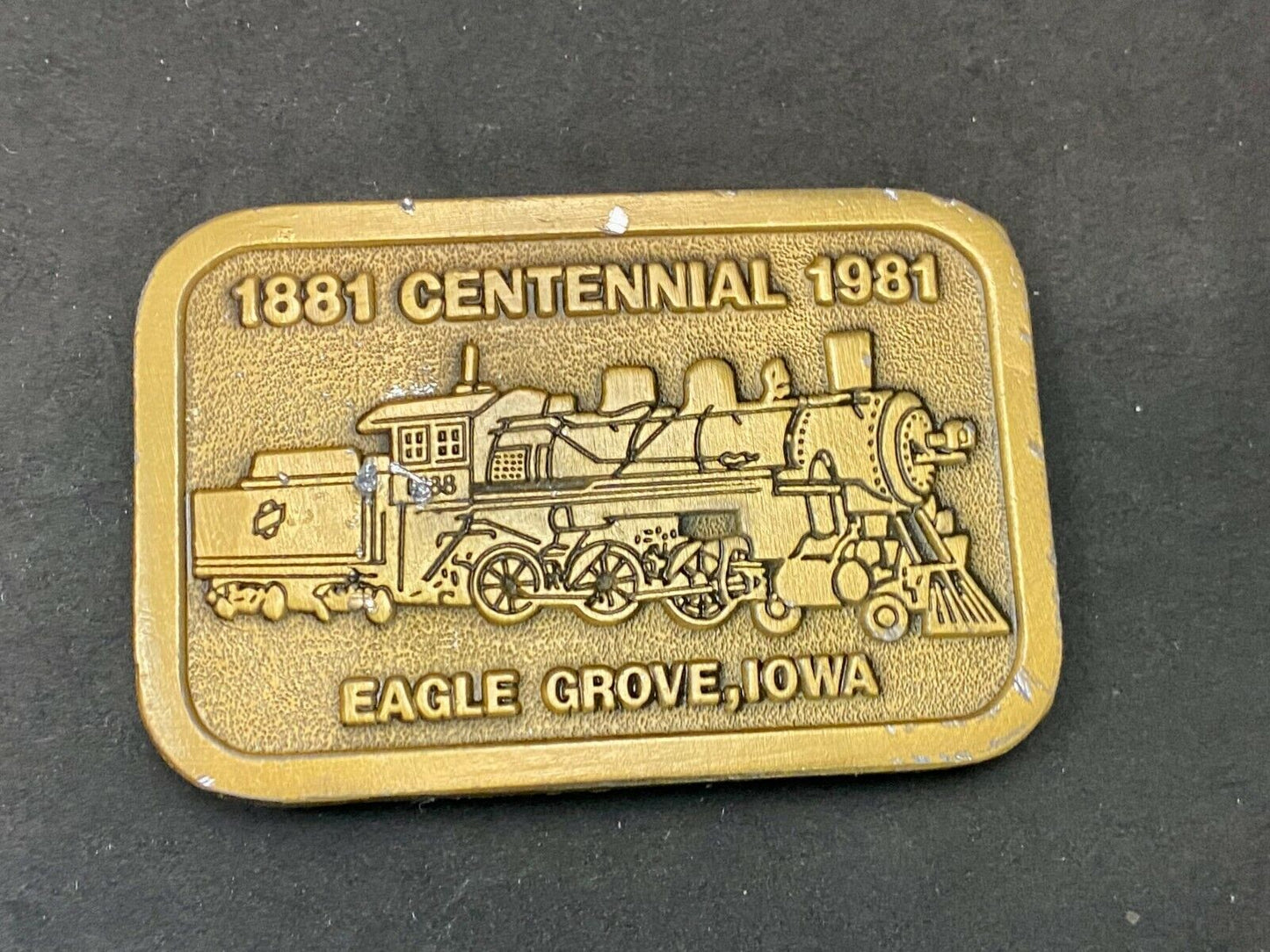 1881 Centennial 1991 Train Eagle Grove Iowa Belt Buckle By Hitline