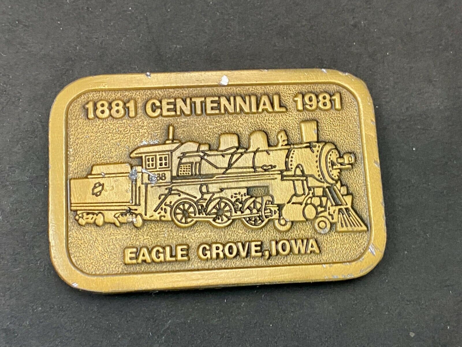 1881 Centennial 1991 Train Eagle Grove Iowa Belt Buckle By Hitline