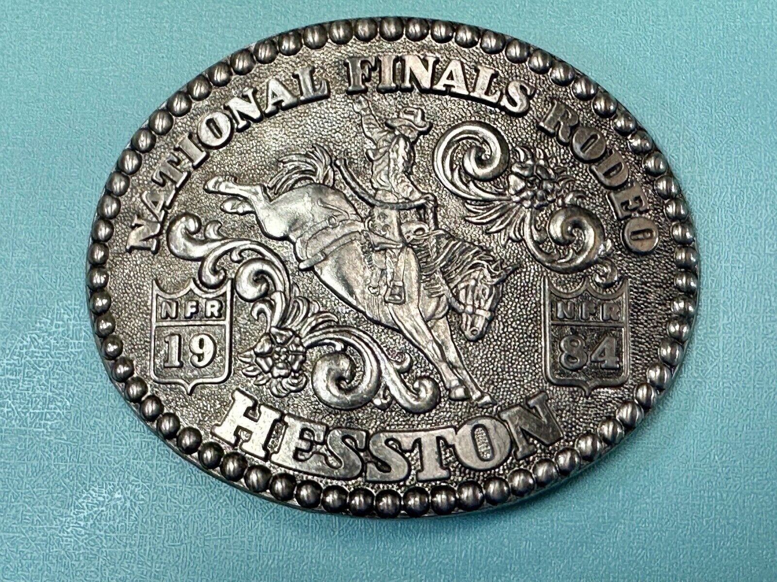 1984 Hesston National Finals Rodeo NFR Limited Edition Collectors Belt Buckle