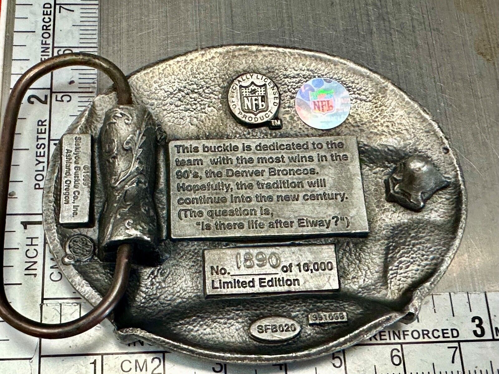THE Denver Broncos - Most NFL Wins of the 1990's commemorative belt buckle