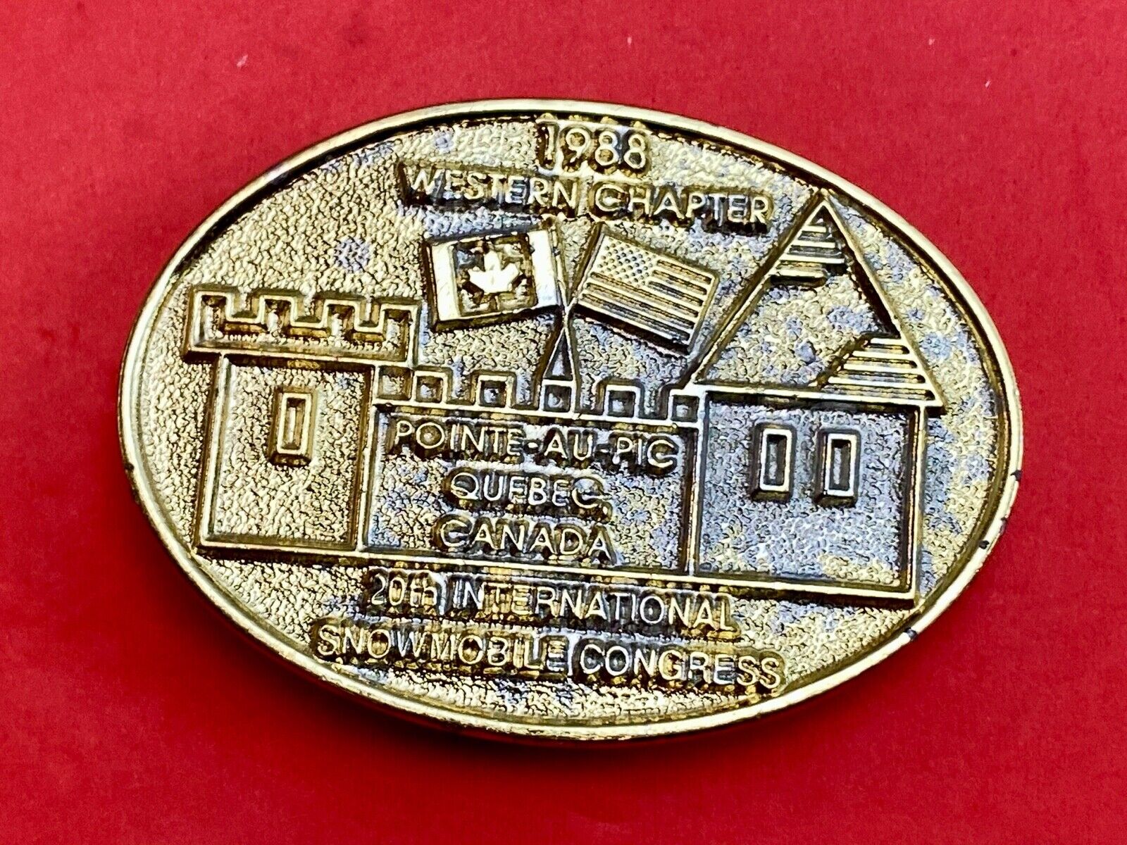 Vintage 1988 Western Chapter Pointe-au-Pic  Quebec Canada belt buckle RARE.  #92