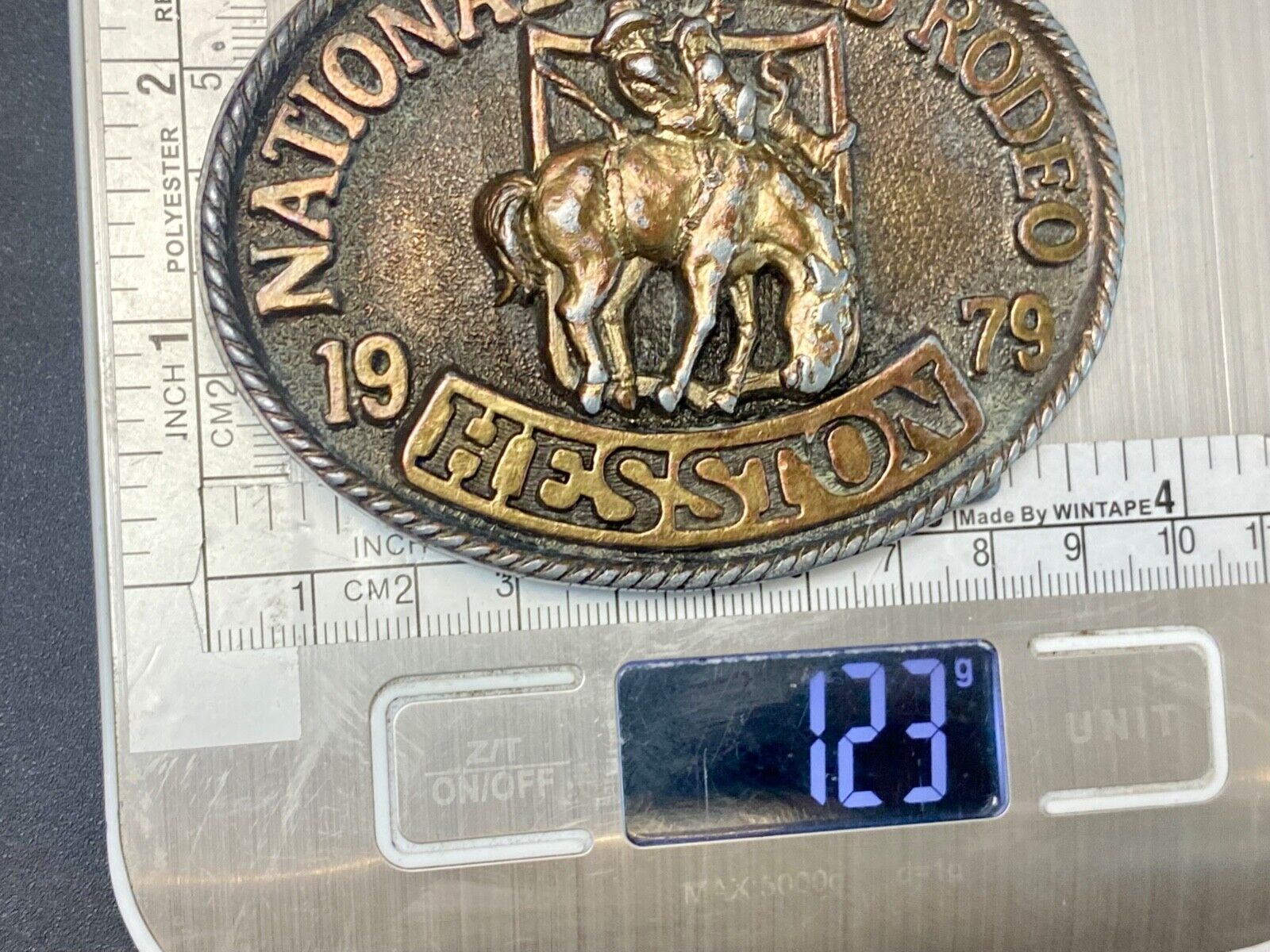 1979 Hesston Fifth edition Nation Finals Rodeo NFR Cowboy belt buckle