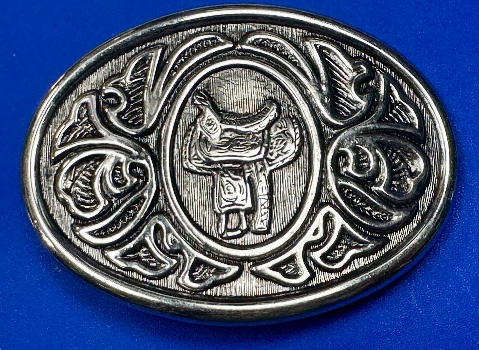 VINTAGE Avon Horse Saddle Western Ornate silver tone Belt Buckle