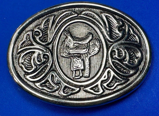 VINTAGE Avon Horse Saddle Western Ornate silver tone Belt Buckle