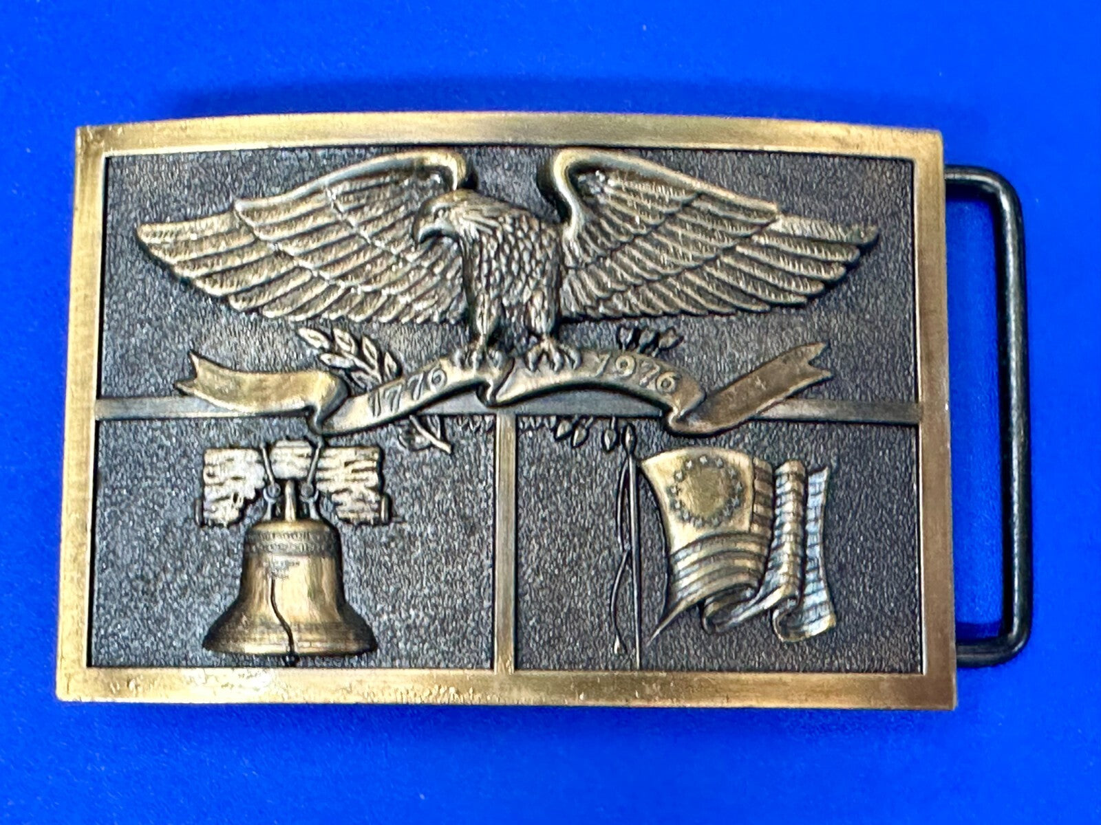 American Heritage Symbol Bicentennial Eagle Bell State Flag Belt Buckle