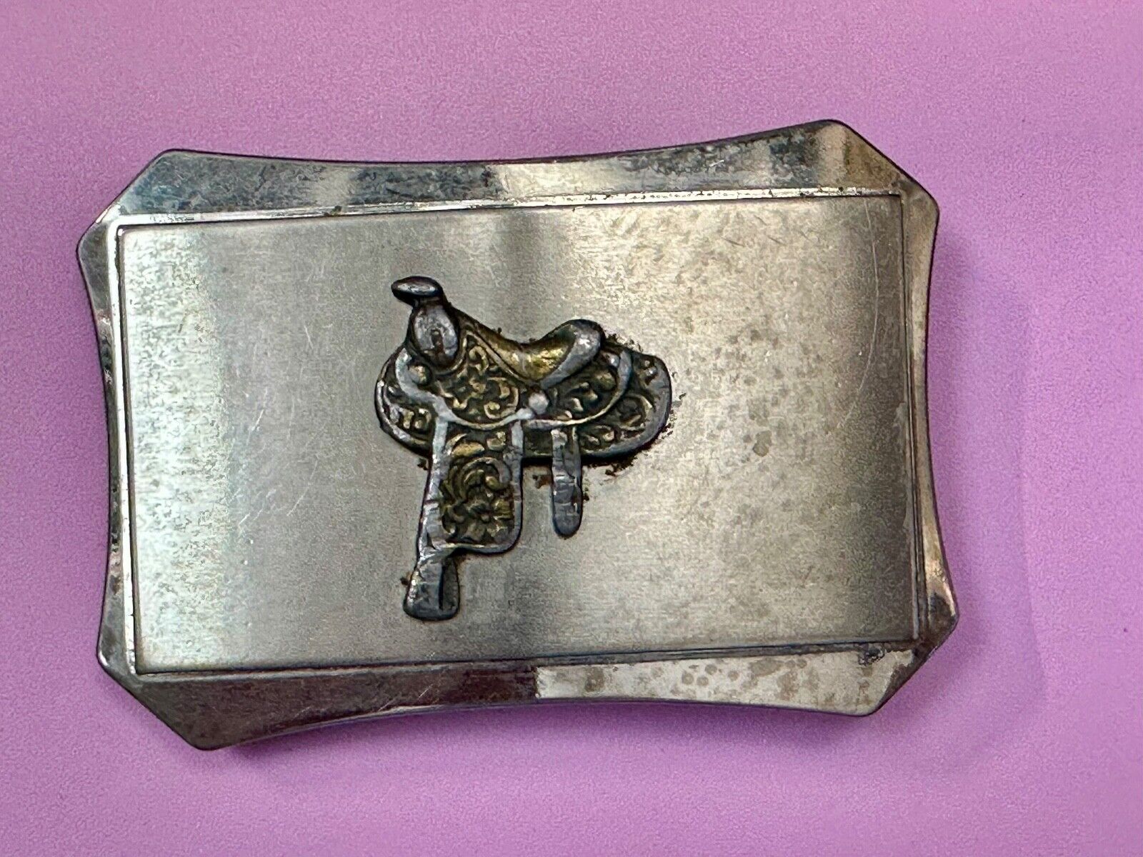 Vintage horse saddle - used Belt Buckle
