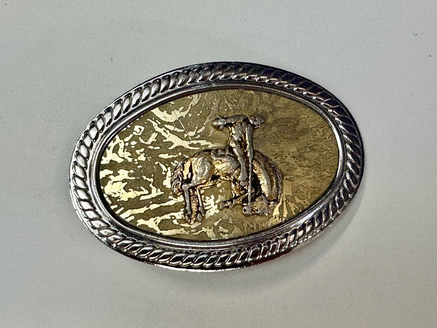 Vintage Cowboy Saddle Bronc western belt buckle  - made in Japan