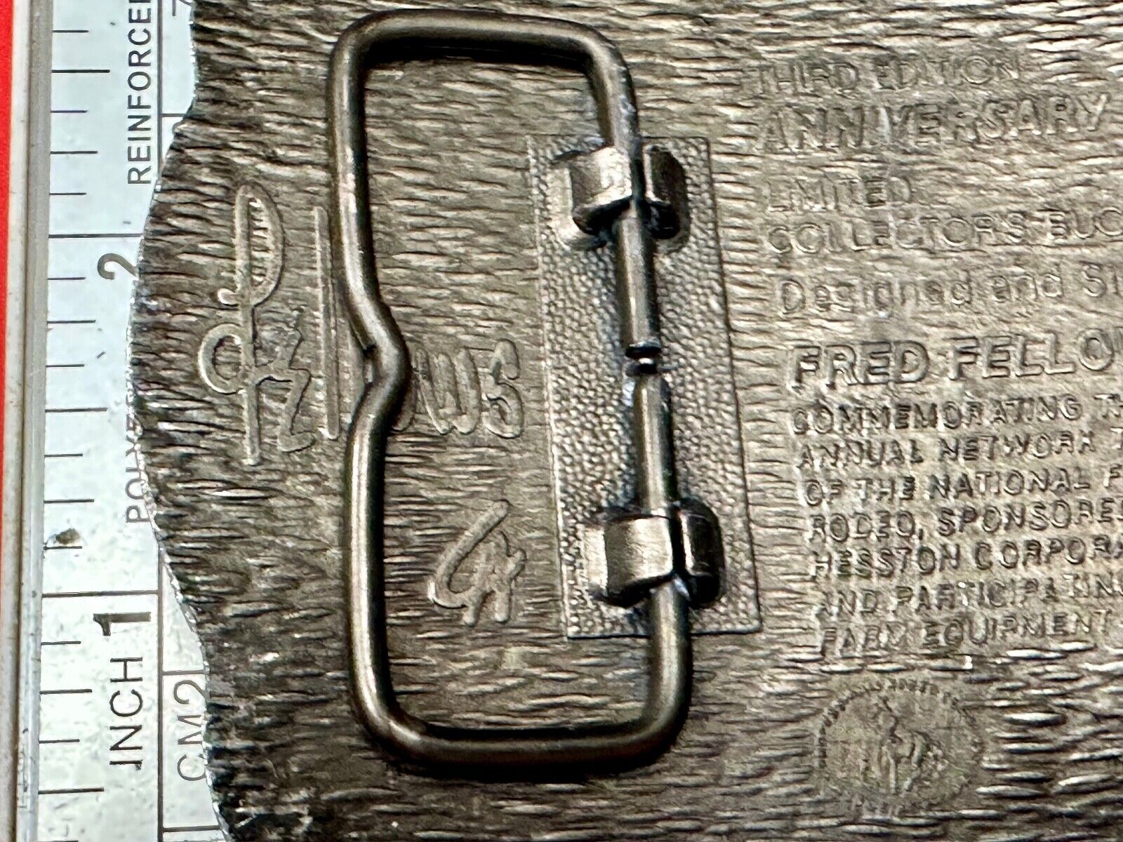 1985 NFR National Finals Rodeo Adult Size belt buckle by Fred Fellows