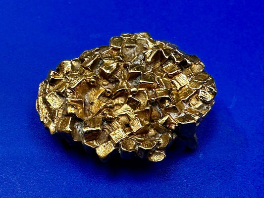 Unique Chunky Nugget Textured Brutalist Gold Tone Hippy Signed Belt Buckle
