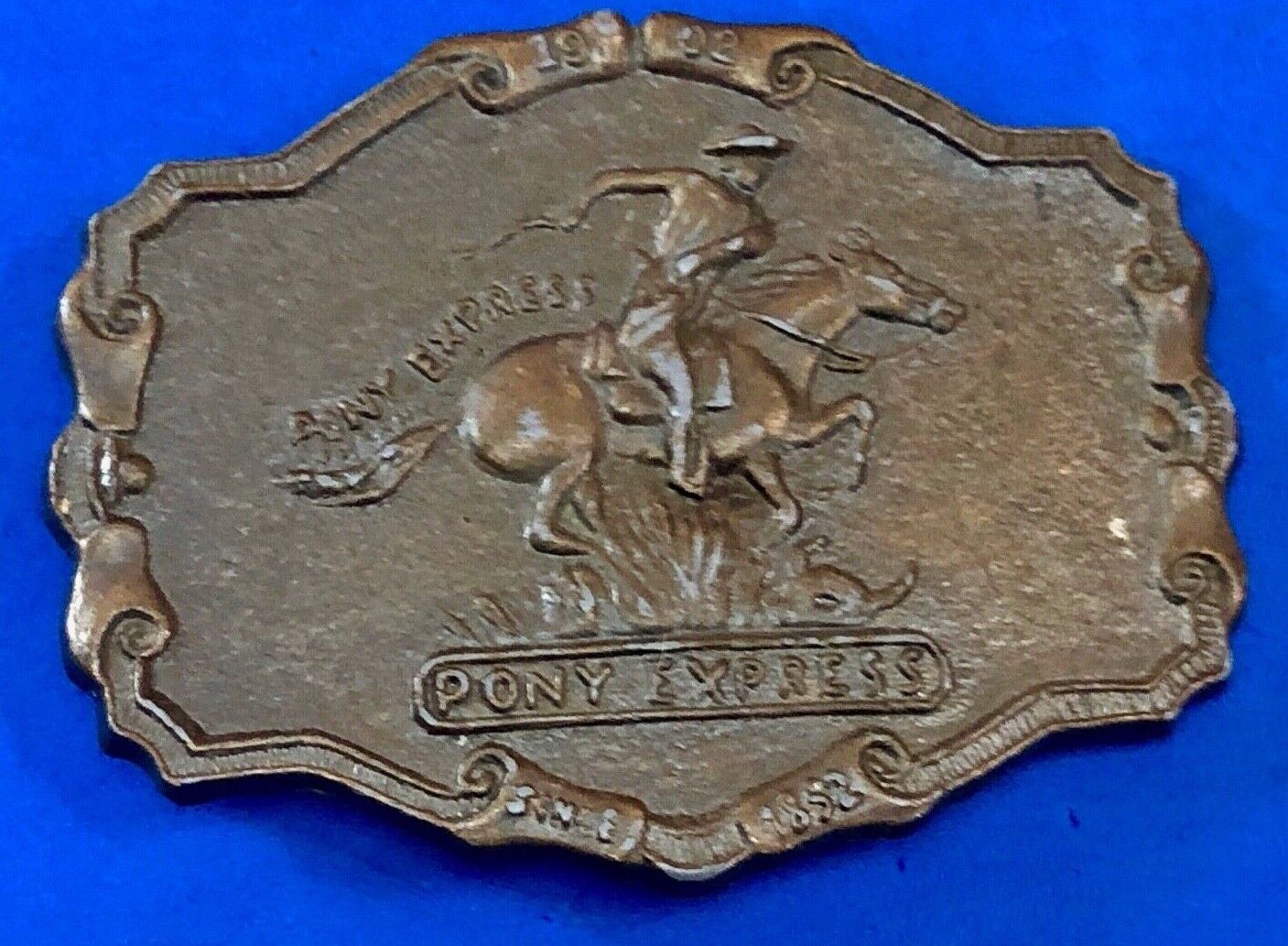 The Historic Providence Mint Pony Express Horse Rider Western Framed Belt Buckle