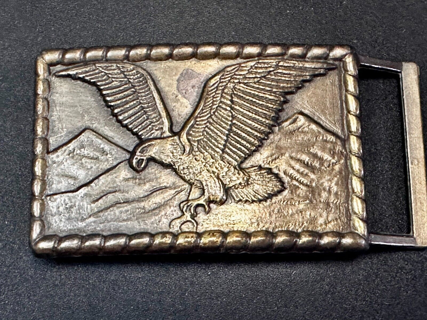 American Bald Eagle flying over majestic USA mountains Vintage Belt Buckle