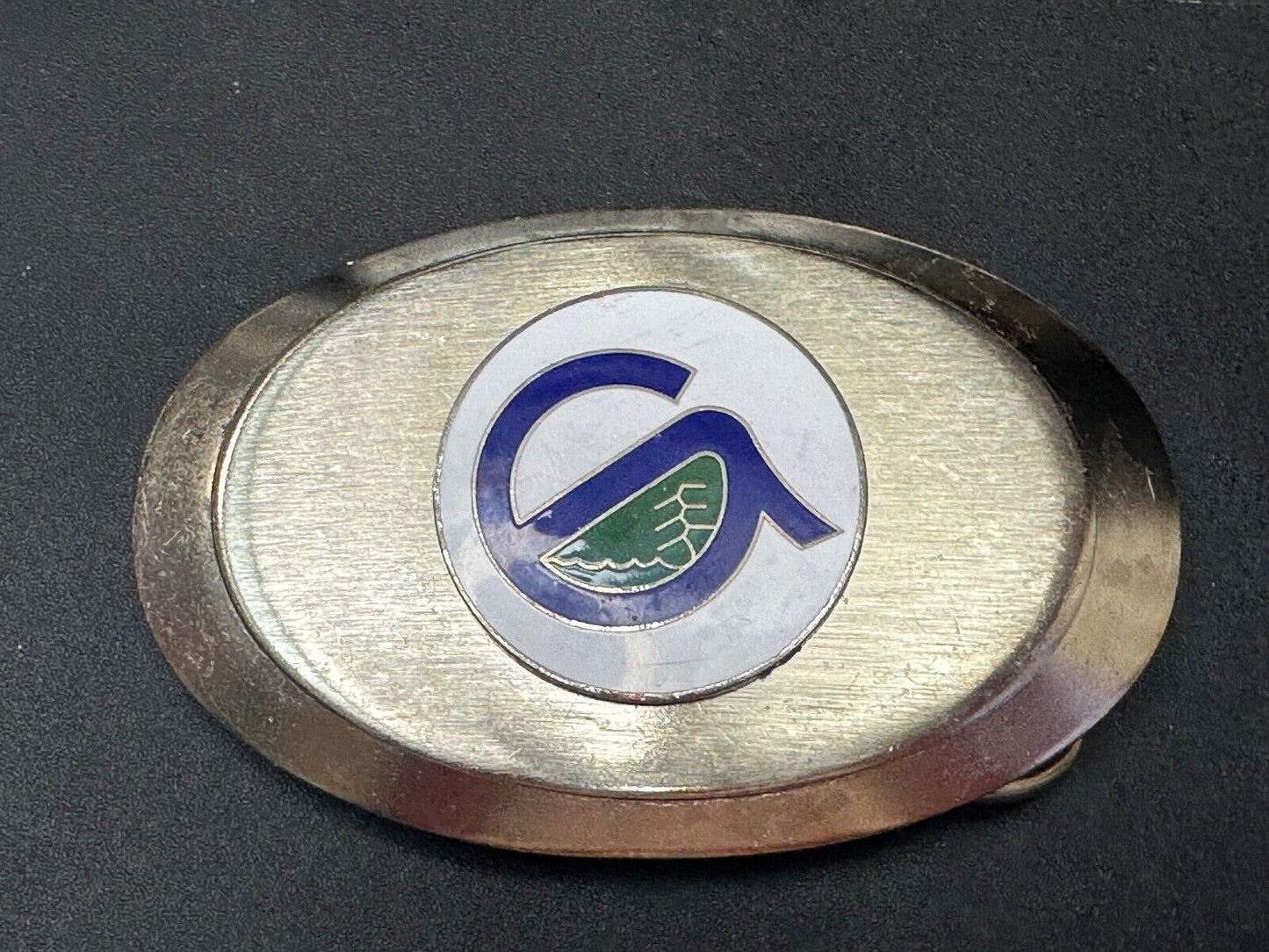 Unknown to me!  Company Sign Logo Vintage Oval Silver Tone Belt Buckle
