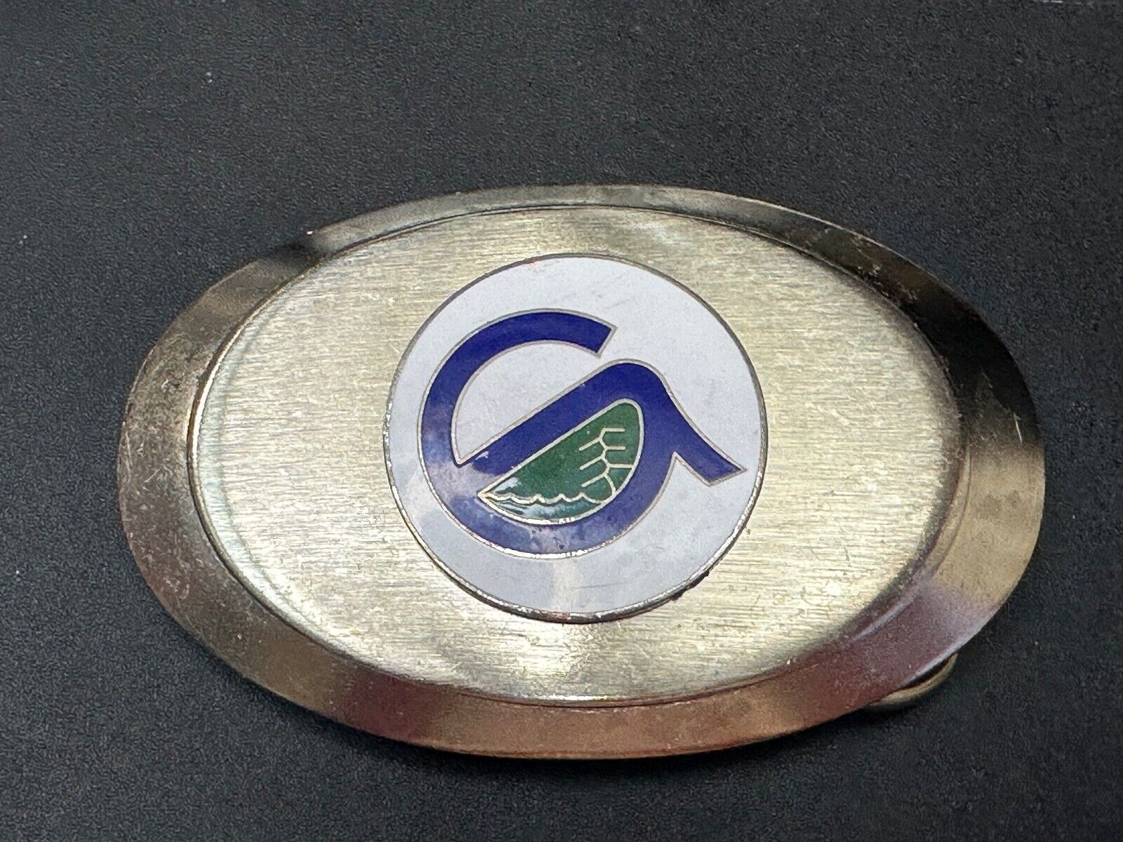 Unknown to me!  Company Sign Logo Vintage Oval Silver Tone Belt Buckle
