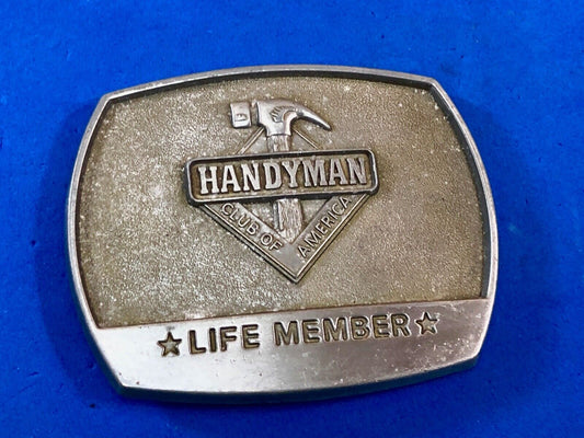 Vintage HANDYMAN CLUB OF AMERICA Belt Buckle  ~ Life Member 1996 Dad Gift
