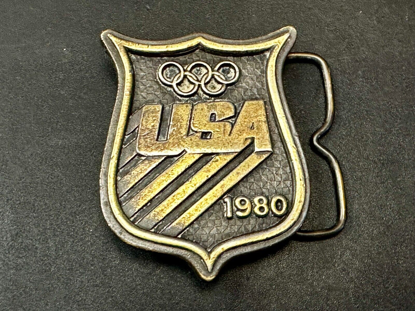 1980 USA Olympic Committee Bergamot Brass Works Vintage Belt Buckle Paul Rollins