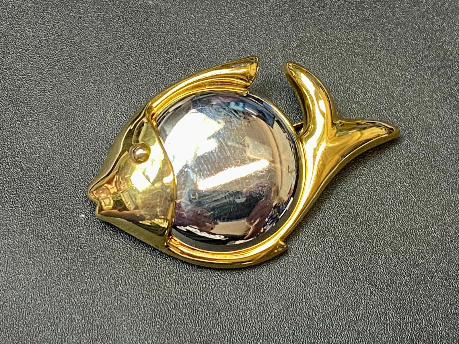 Two Tone Fish Brooch Pin Gold Tone Vintage Jewelry by Liz Claiborne LCI
