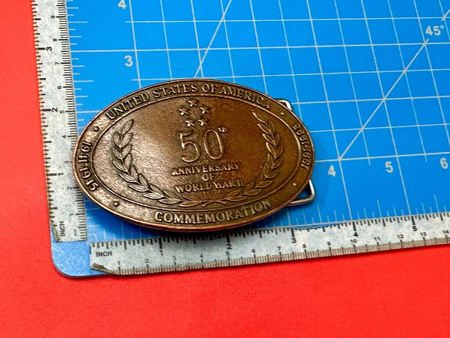 United Stated 50th Anniversary of World War 2 Commemorative belt buckle Crew INC