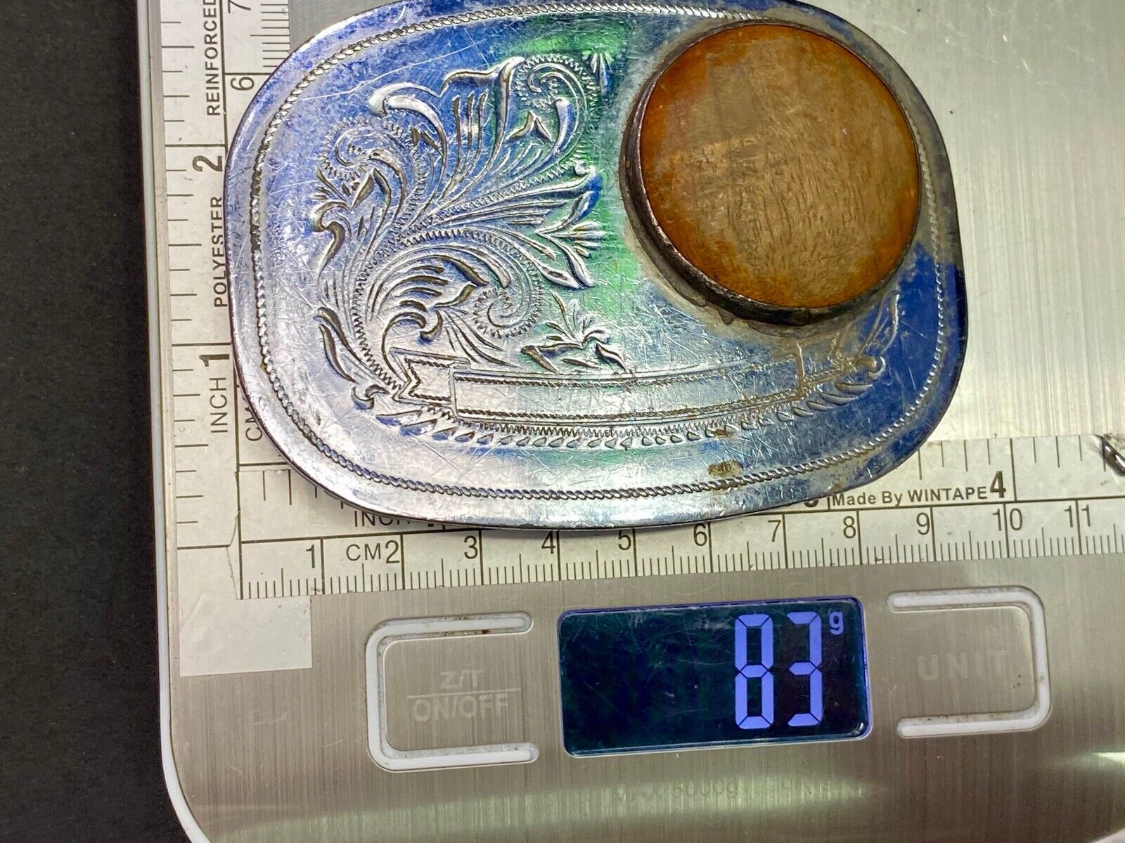 Very Different Wood Centerpiece On Western Flower Swirl Blank Ribbon Belt Buckle