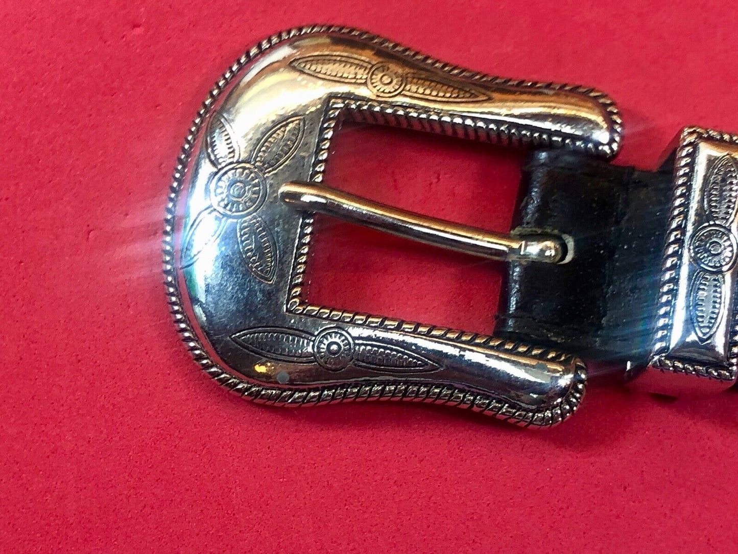 two piece Western Dress belt buckle with flower swirl pattern