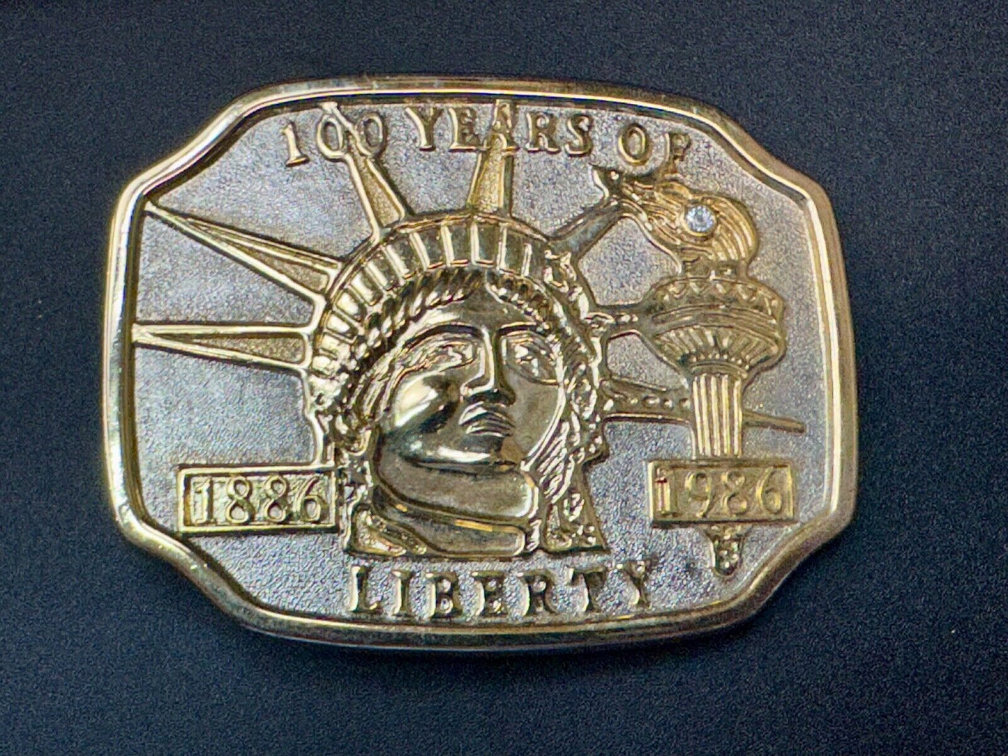 100 Years of Liberty  NYC statue of Lady Liberty two tone Souvenir belt buckle