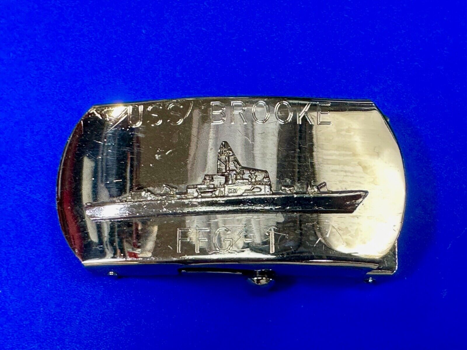 USS Broke FFG  - guided missile frigate United States Navy boat belt buckle