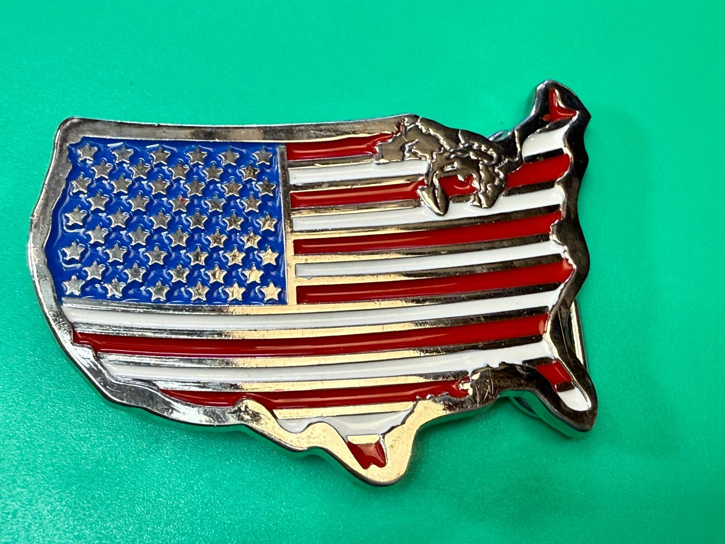 United States of America Flags Figural Cutout Patriotic Belt Buckle