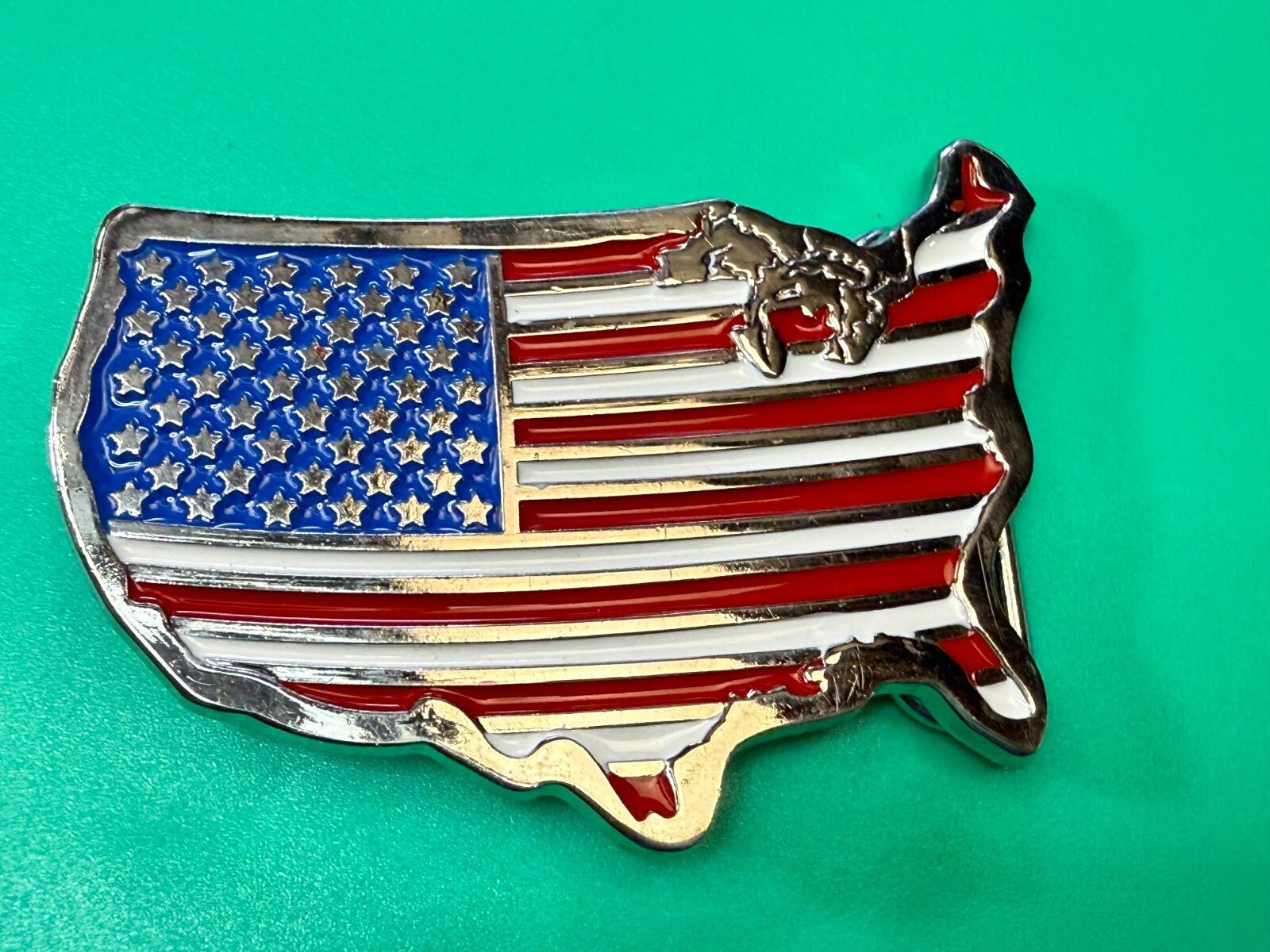 United States of America Flags Figural Cutout Patriotic Belt Buckle