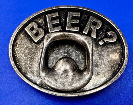 BEER = Bar Pickup Line Novelty Vintage Belt Buckle with Bottle Opener