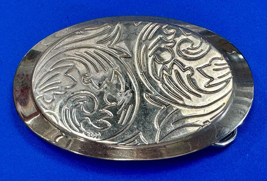 Vintage Engraved vintage western flower swirl design oval belt buckle