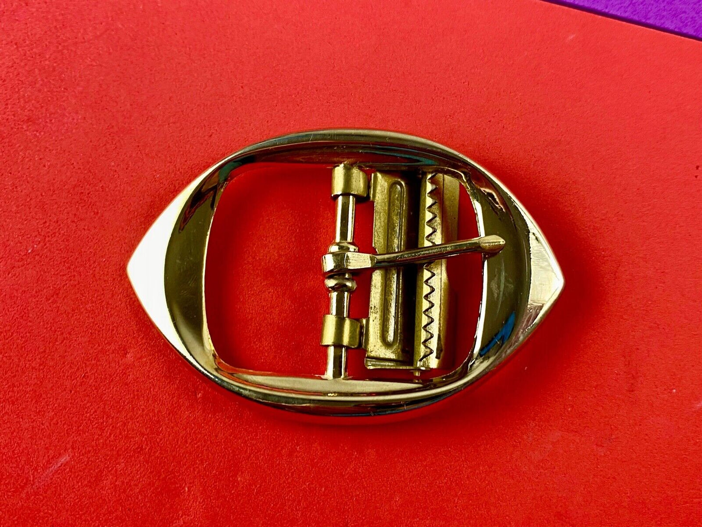 Vintage Gold Tone Open Style Adjustable Open Rachet Belt Buckle 