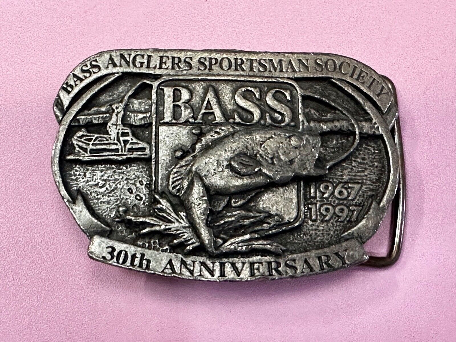 30th Anniversary  BASS Anglers Sportsman Society Fishing Fishermans Belt Buckle