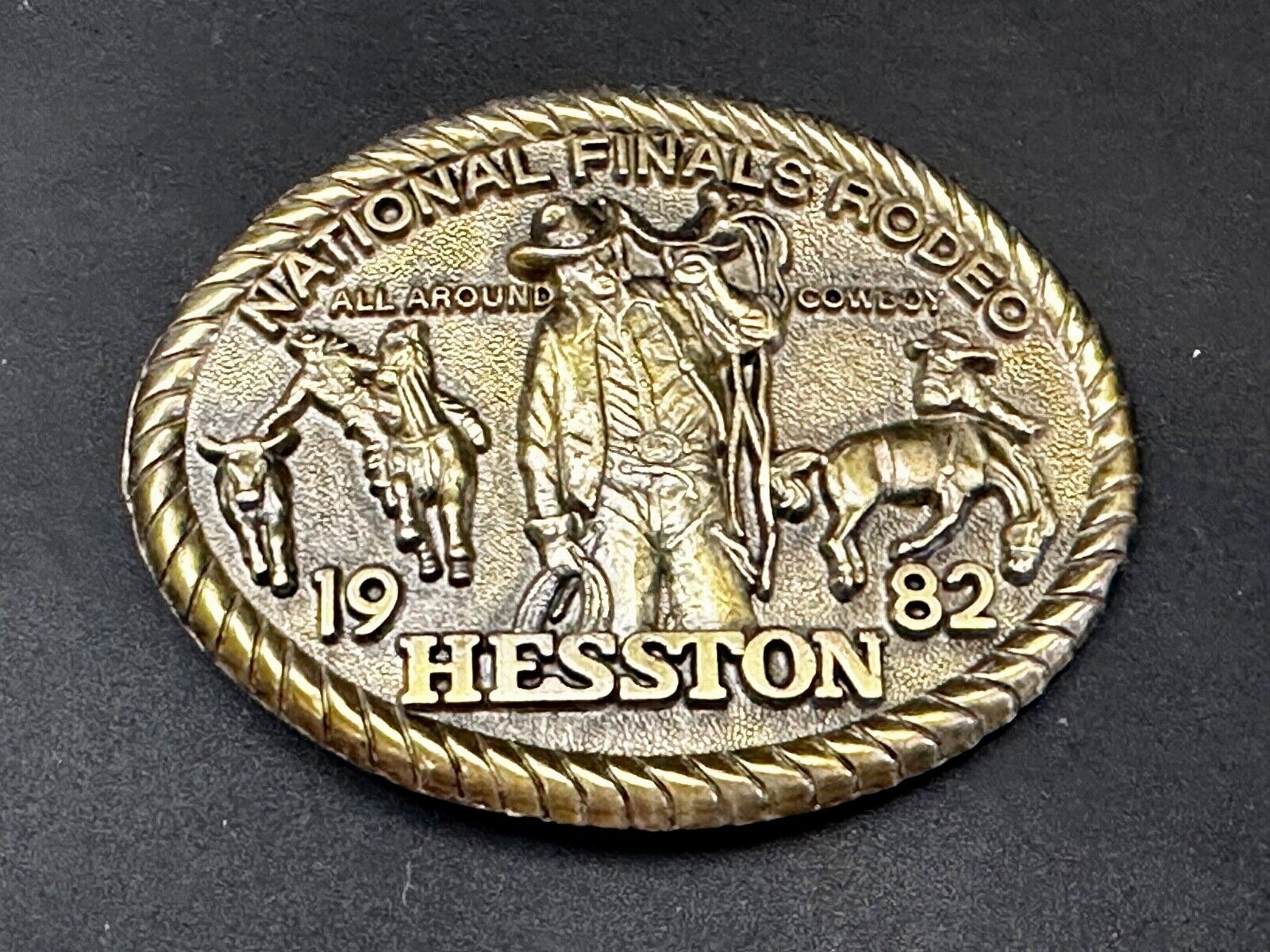 1982 Hesston NFR All Around Cowboy National Finals Rodeo Belt Buckle