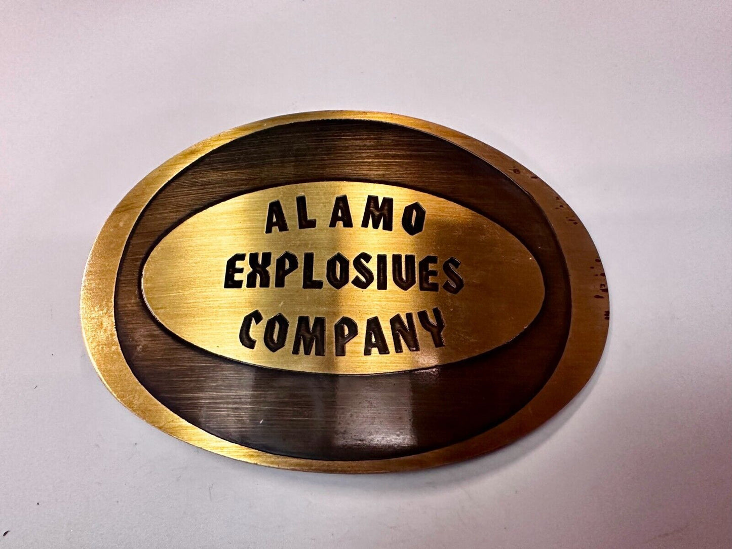 Alamo Texas Explosives Company Mine Company Belt Buckle - Metal Arts O.K.C