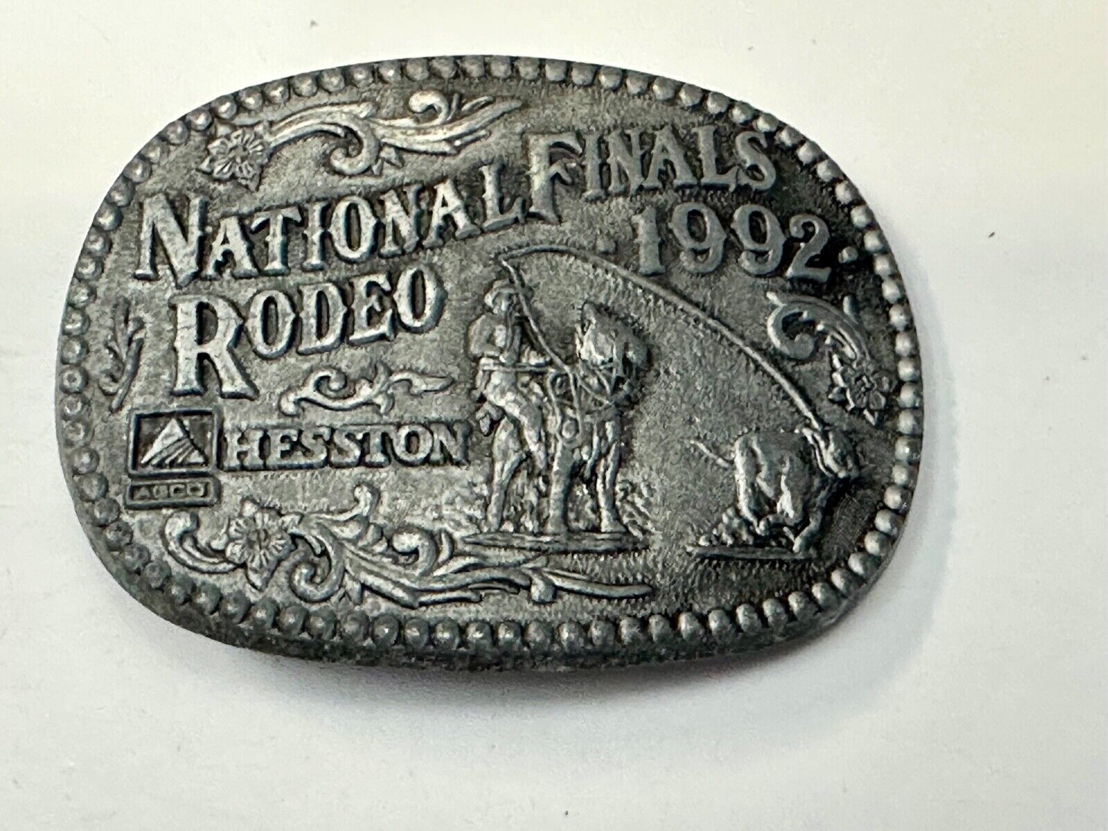 1992 Hesston National Finals Rodeo NFR Youth Size Award Design Medal Belt Buckle